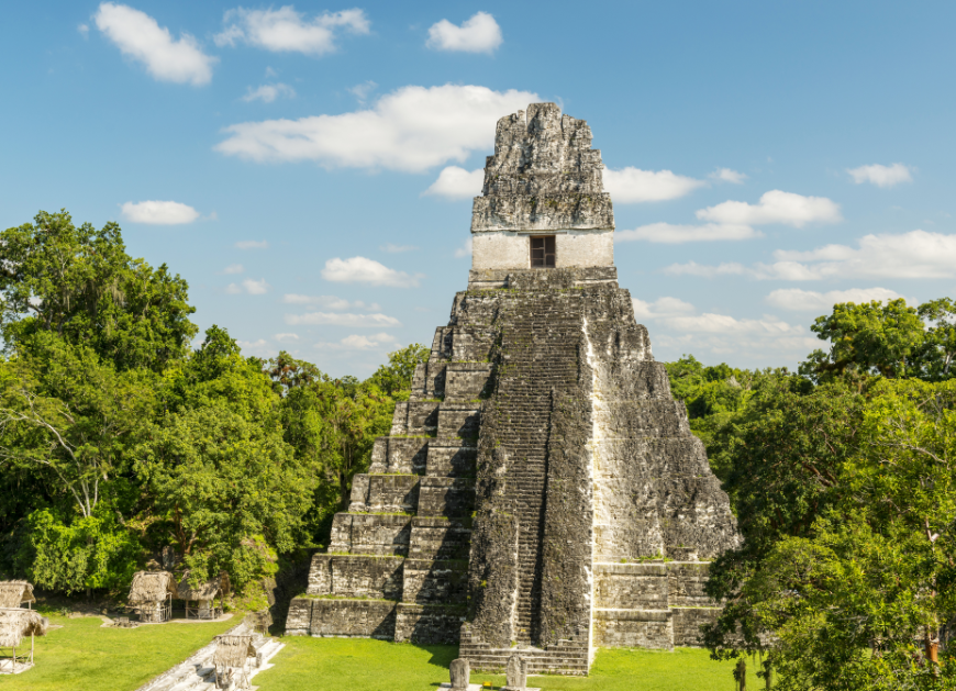 On sunny days, you can explore to your heart's content? Central America in Winter Image: The slightly narrow Jaguar Temple step pyramid.