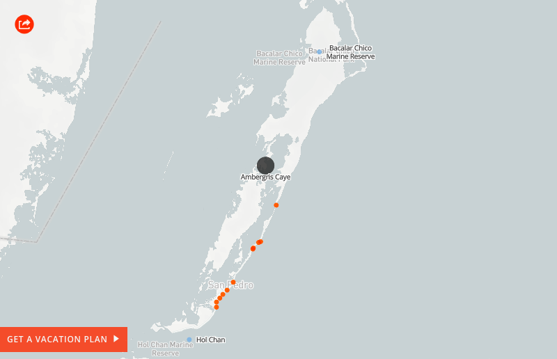 Click the link in the caption to view an interactive map... Diving In Belize Image: A still of Anywhere's interactive map.