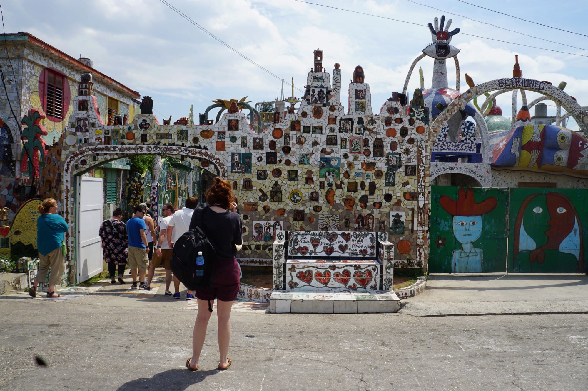 This is best described as a smorgasbord of colour. Cuba Unusual Museum Image: The entryway of this museum is full of colourful tiles and murals too numerous and diverse to describe one by one. It's a smorgasbord of colour.