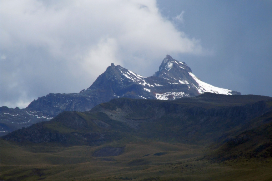 Beneath this mountain is a volcano! Peru or Ecuador Image: A snow-capped Mount Carihuairazo.
