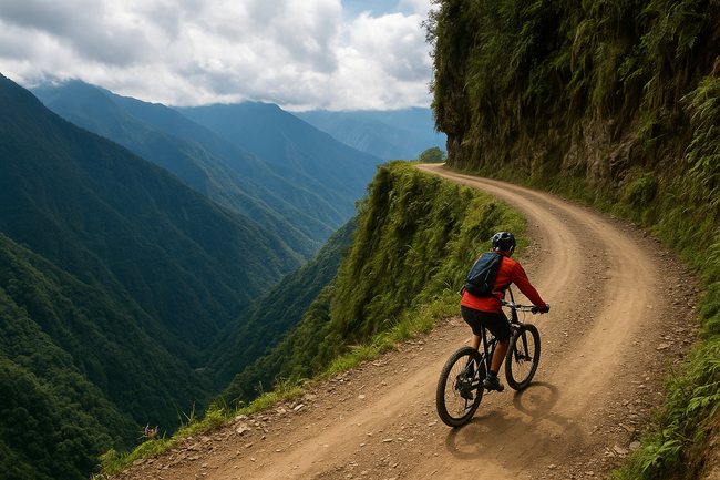 BIKING ON THE MOST DANGEROUS ROAD Photo