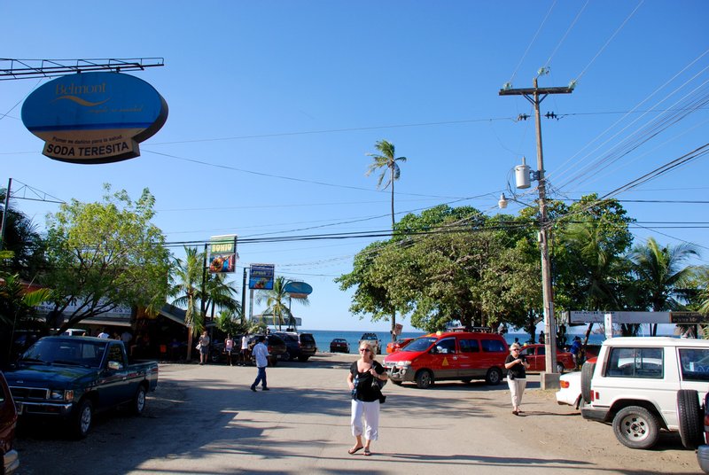 The main street in Playas del Coco, leading down to the beach