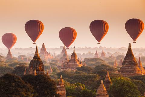 Hot Air Balloon Flight Over Bagan Myanmar