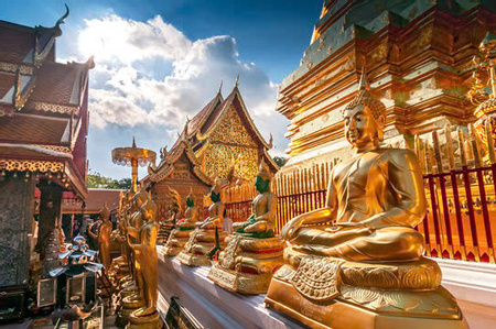 Bangkok fly to Chaing Mai, City Temples & Monk Chat at Wat Suan Dok