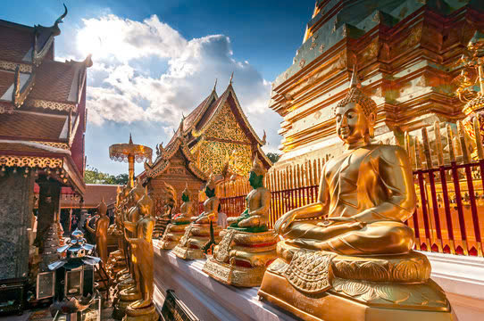 Bangkok fly to Chaing Mai, City Temples & Monk Chat at Wat Suan Dok photo