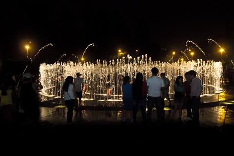City Night and Fountains of Lima