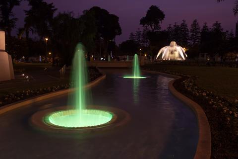 City Night and Fountains of Lima