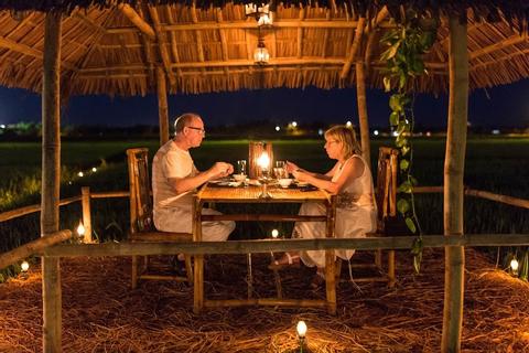 Romantic Dinning on Paddy Field in Hoi An Vietnam