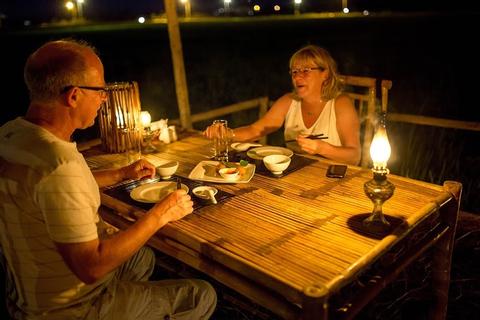 Romantic Dinning on Paddy Field in Hoi An Vietnam