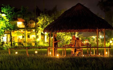 Romantic Dinning on Paddy Field in Hoi An Vietnam