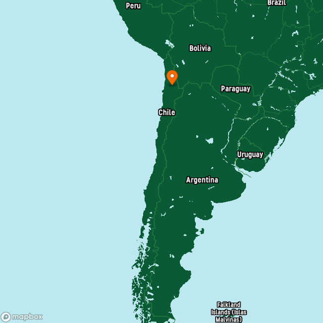 Map of Chile marking El Loa Calama Airport