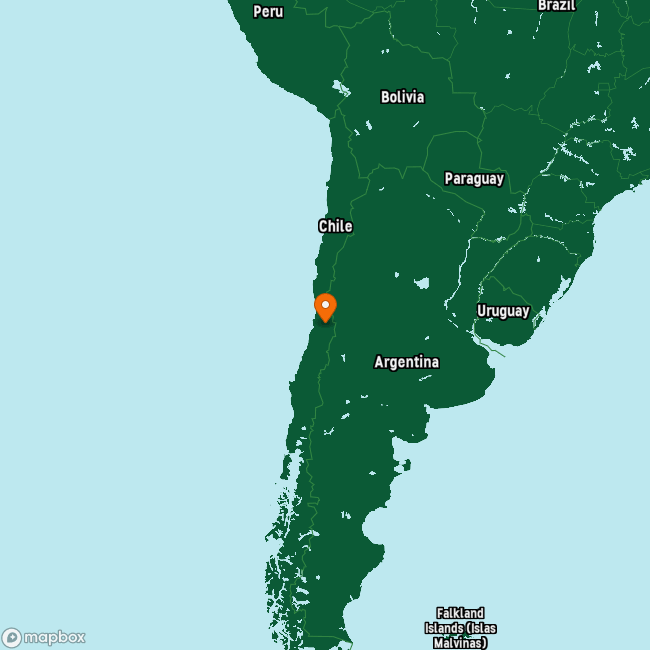 Map of Chile marking Santiago