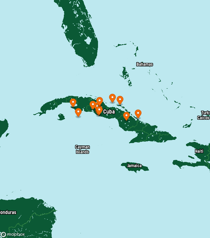 Cuba Destinations Map