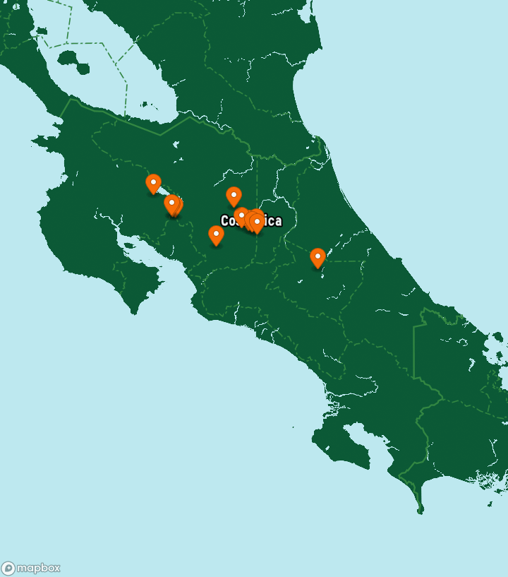 Costa Rica Destinations Map