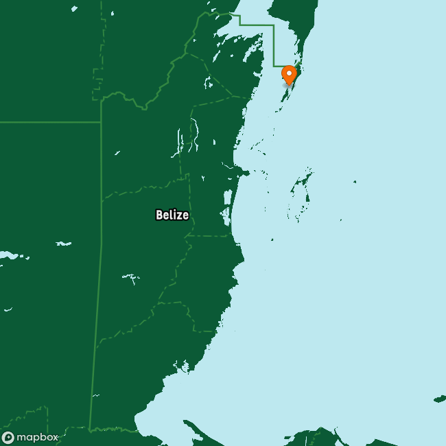 Map of Belize marking Ambergris Caye